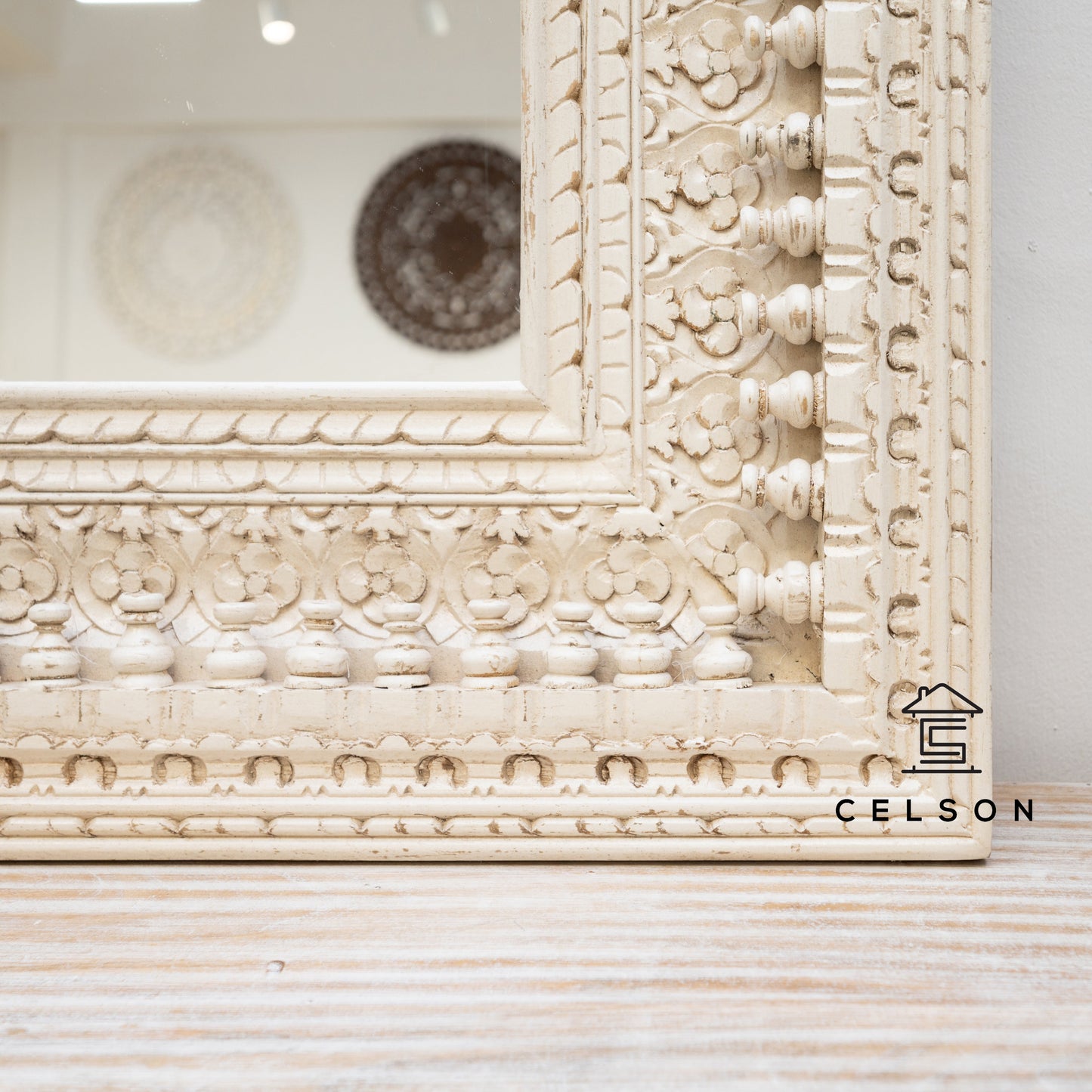 Tanya Hand Carved Wooden Mirror