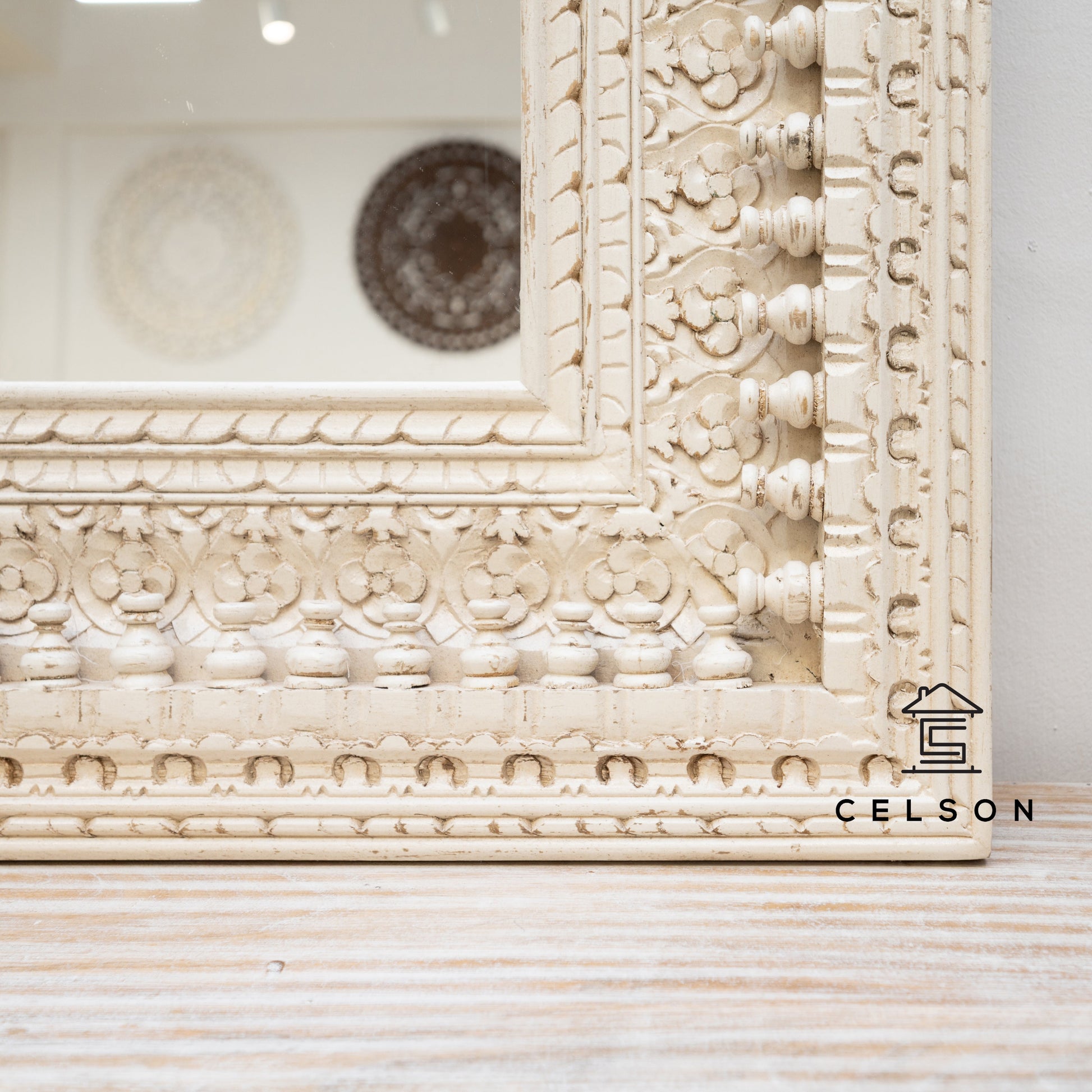 Tanya Hand Carved Wooden Mirror