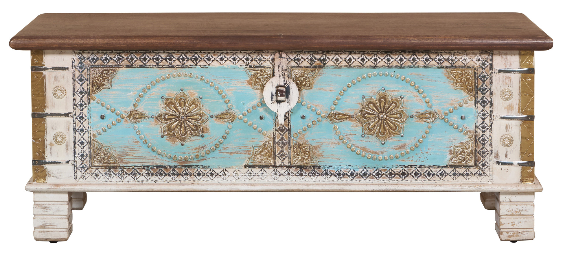 Samma  Vintage Style Brass Fitted Wooden Trunk