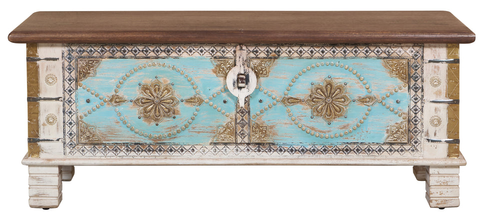 Samma  Vintage Style Brass Fitted Wooden Trunk
