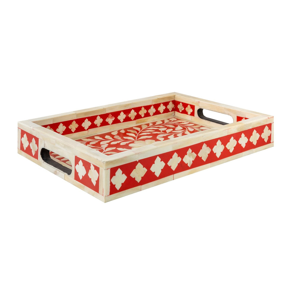 Fynn Bone Inlay Tray with Floral Pattern