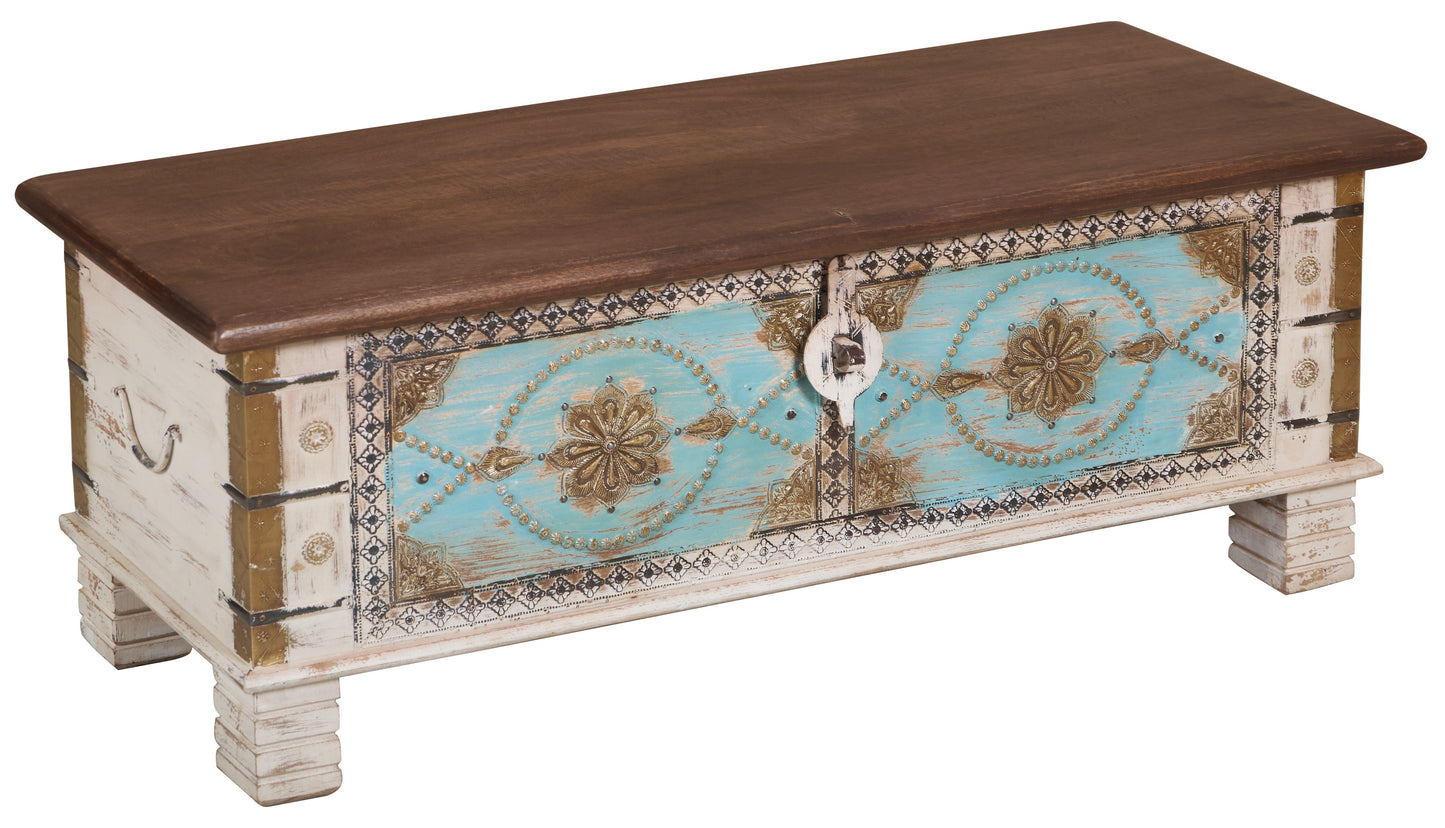 Samma  Vintage Style Brass Fitted Wooden Trunk