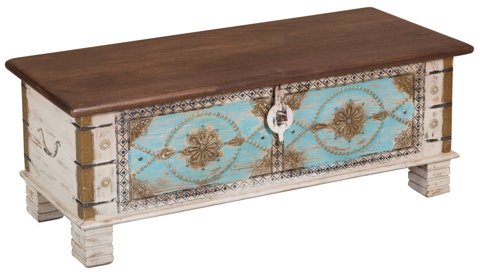 Samma  Vintage Style Brass Fitted Wooden Trunk