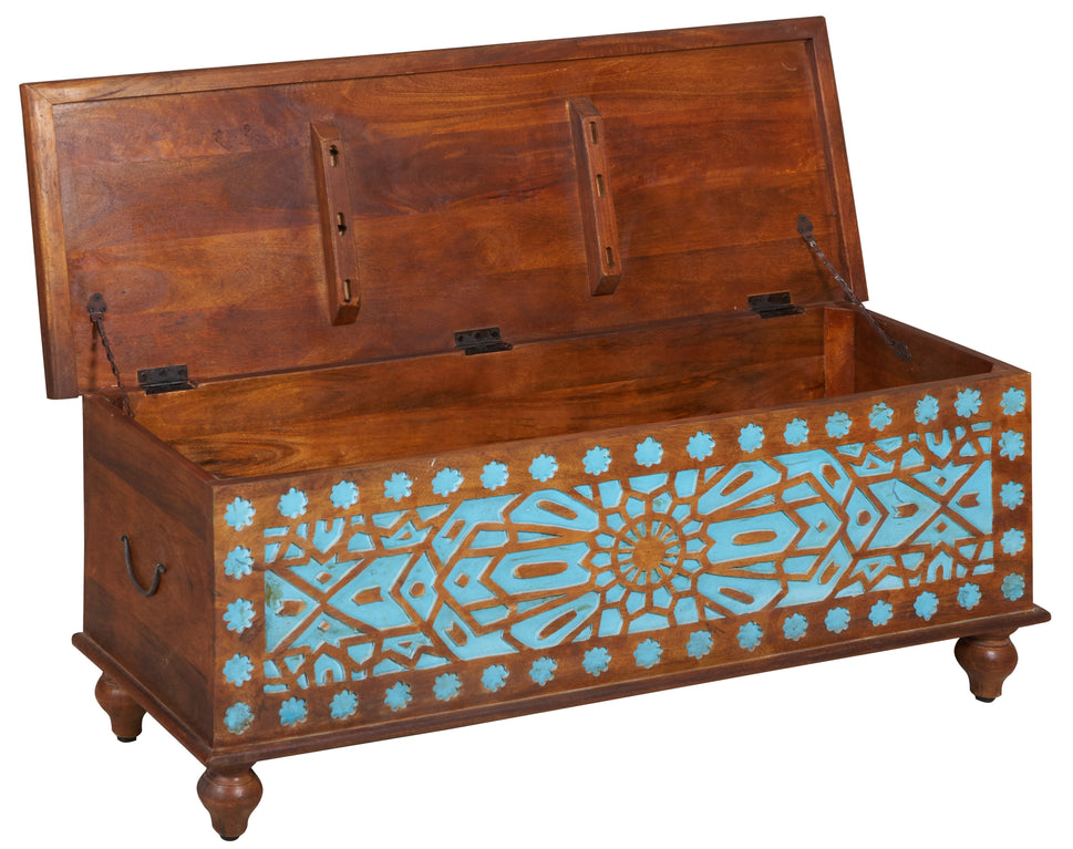 Jack Carved Wooden Storage Trunk
