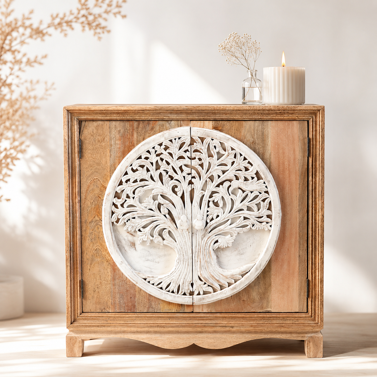 Phill Carved Wooden Chest