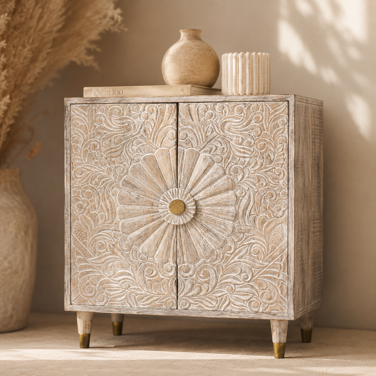 Farren Carved Wooden Cabinet
