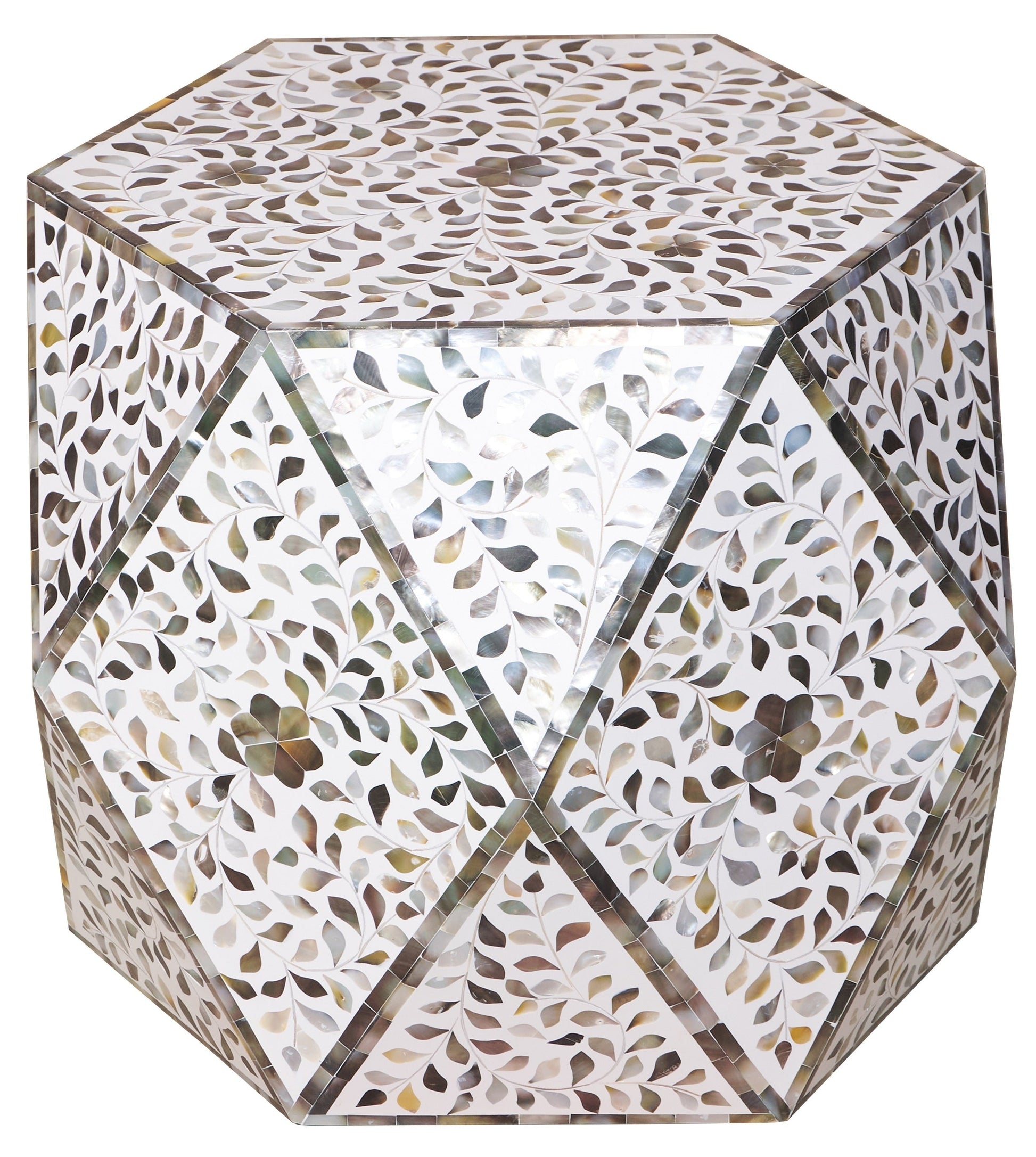 John Mother of Pearl Inlay Diamond Stool