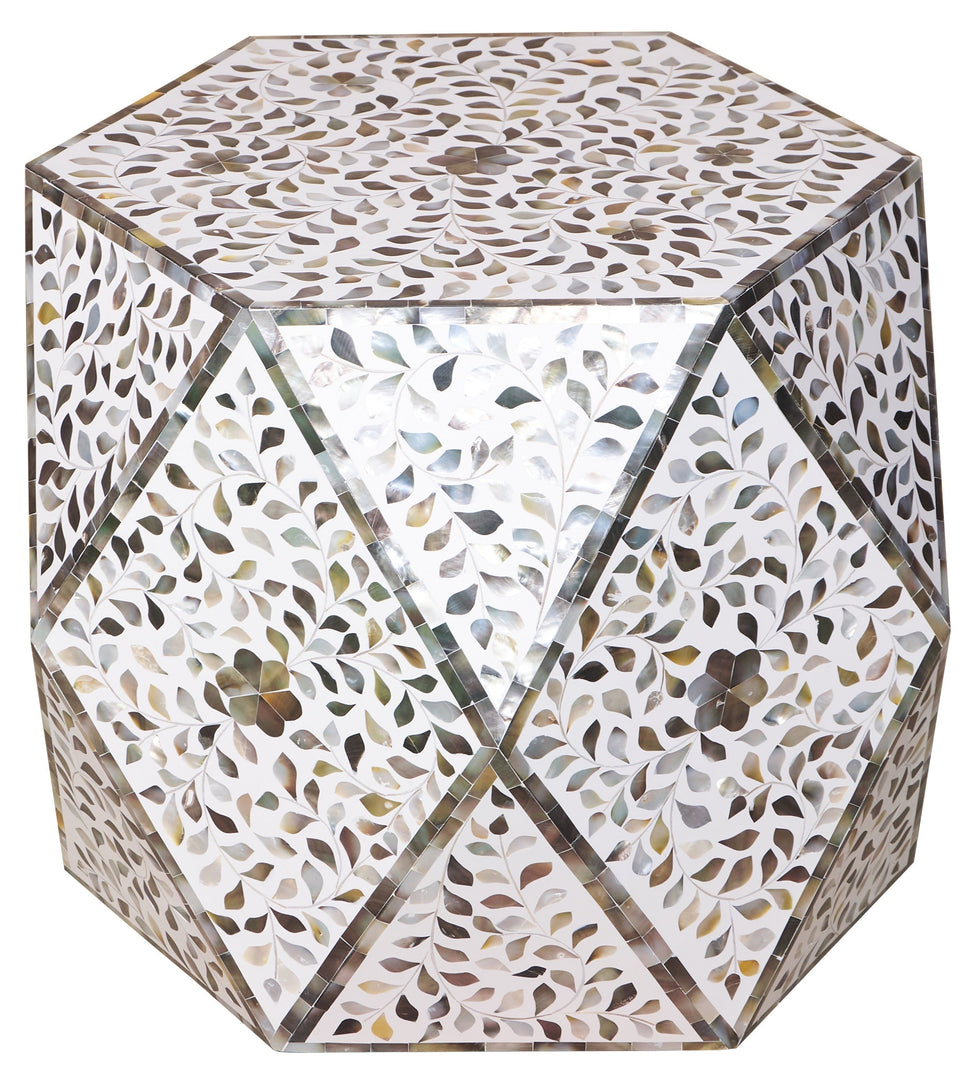 John Mother of Pearl Inlay Diamond Stool