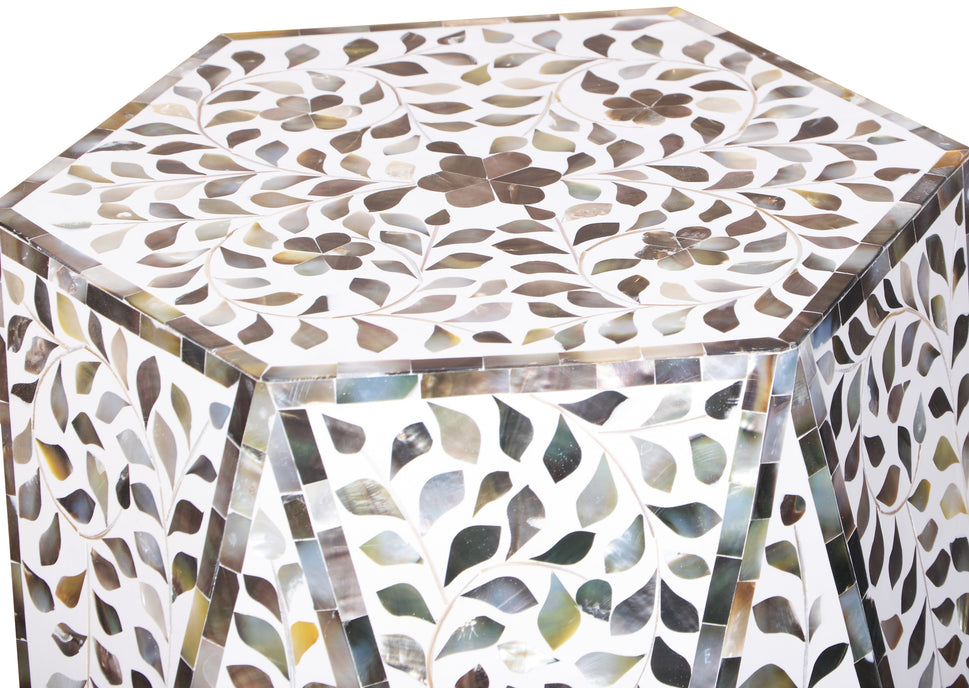 John Mother of Pearl Inlay Diamond Stool