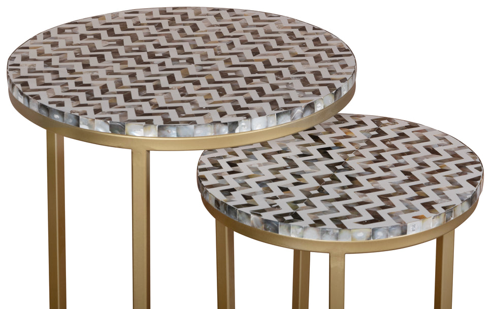 Miranda Mother of Pearl Inlay Nesting Table