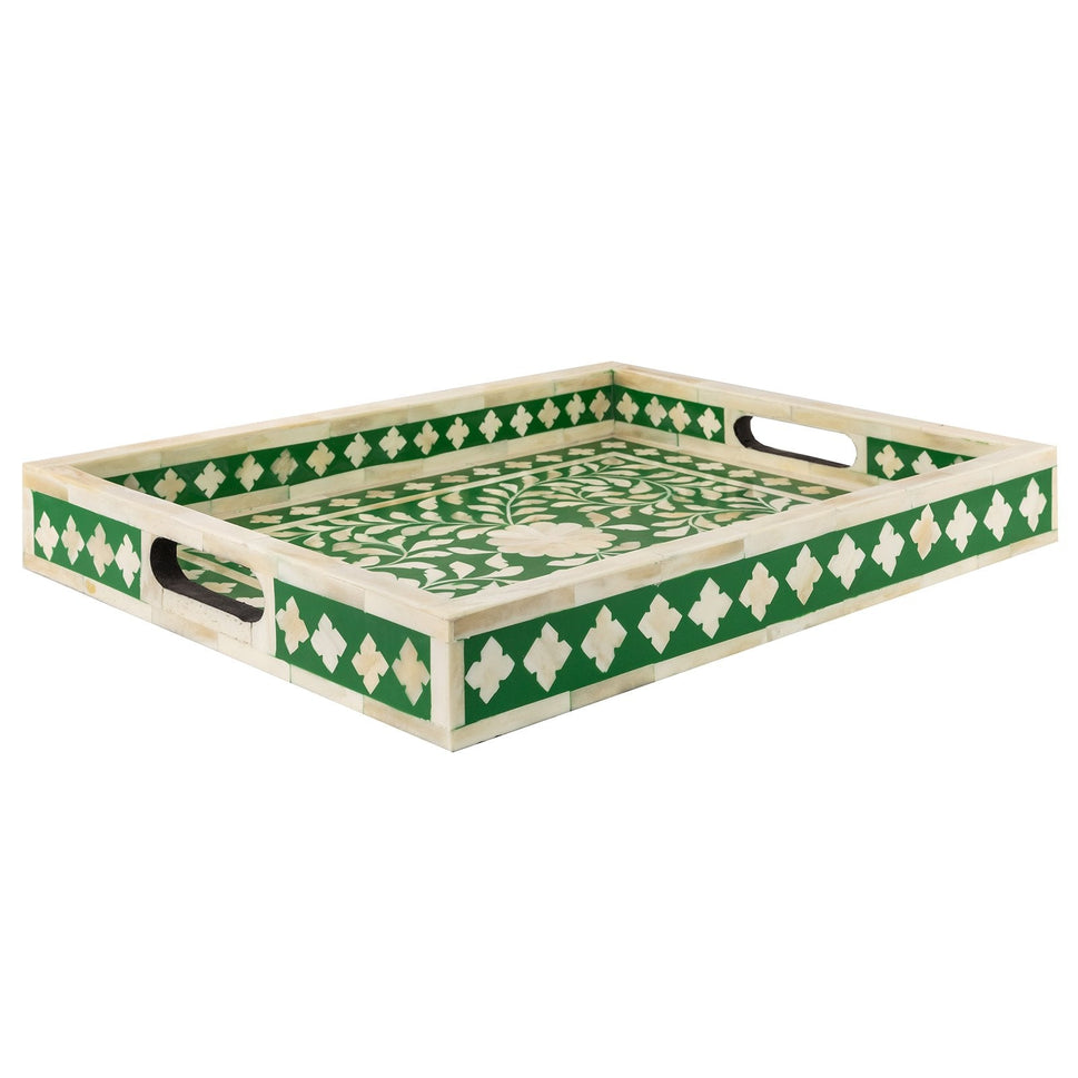 Irvette Bone Inlay Tray with Floral Pattern