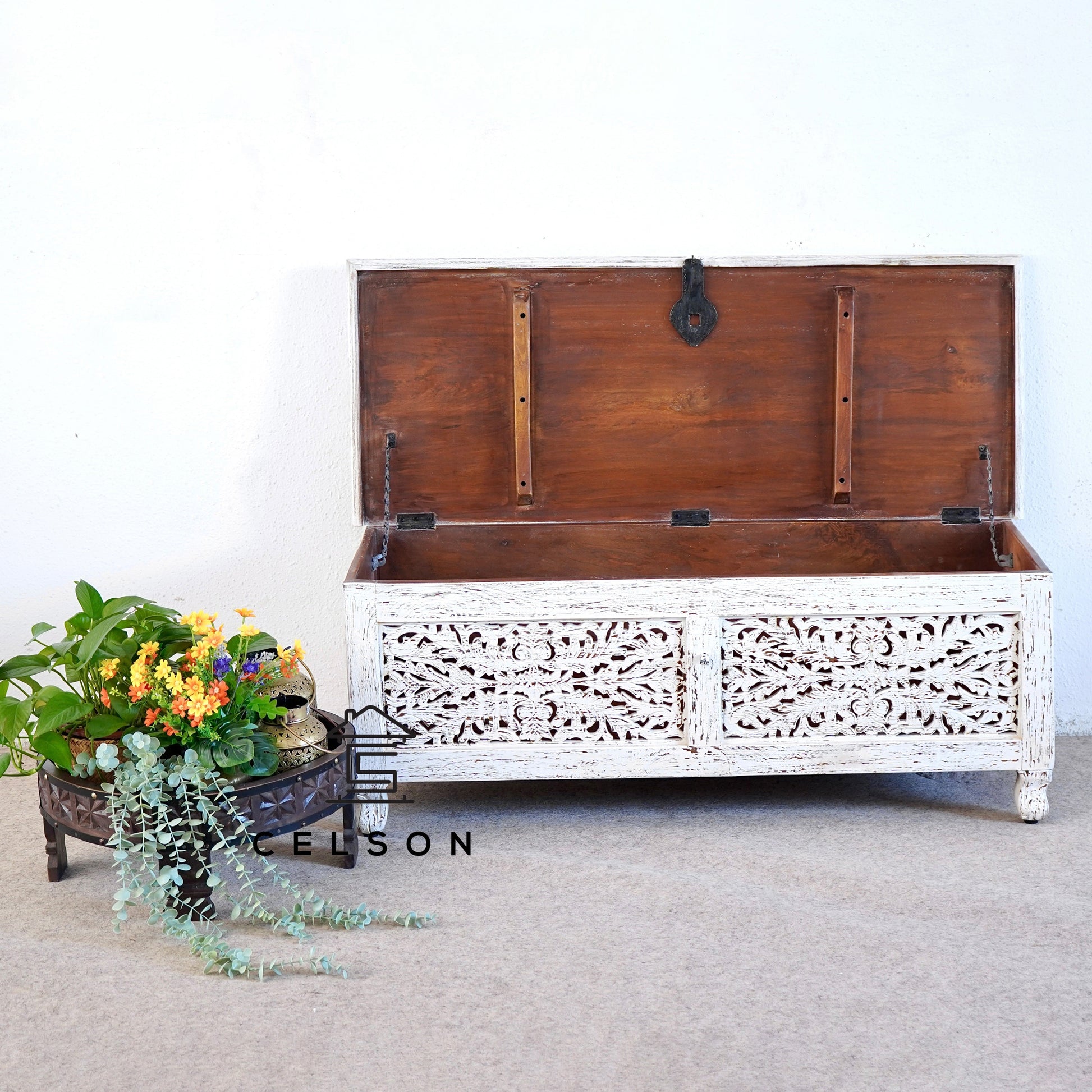 Abraham Carved Storage Trunk