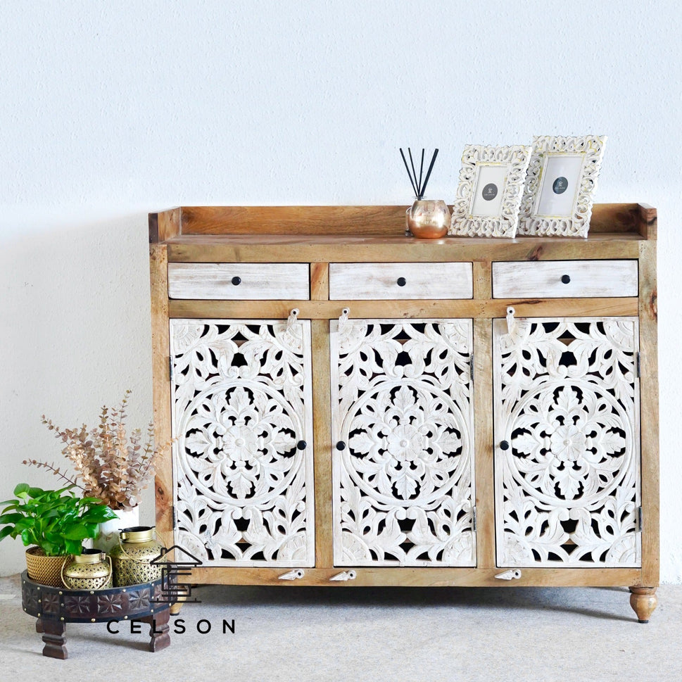 Lucia Carved Wooden Shoe Cabinet