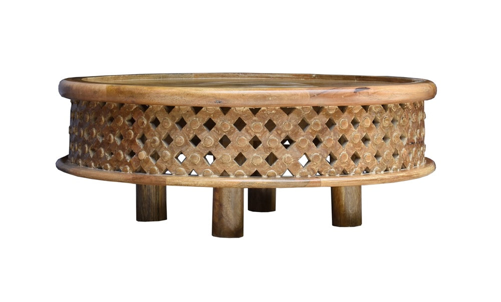 Andrea Carved Wooden Coffee Table
