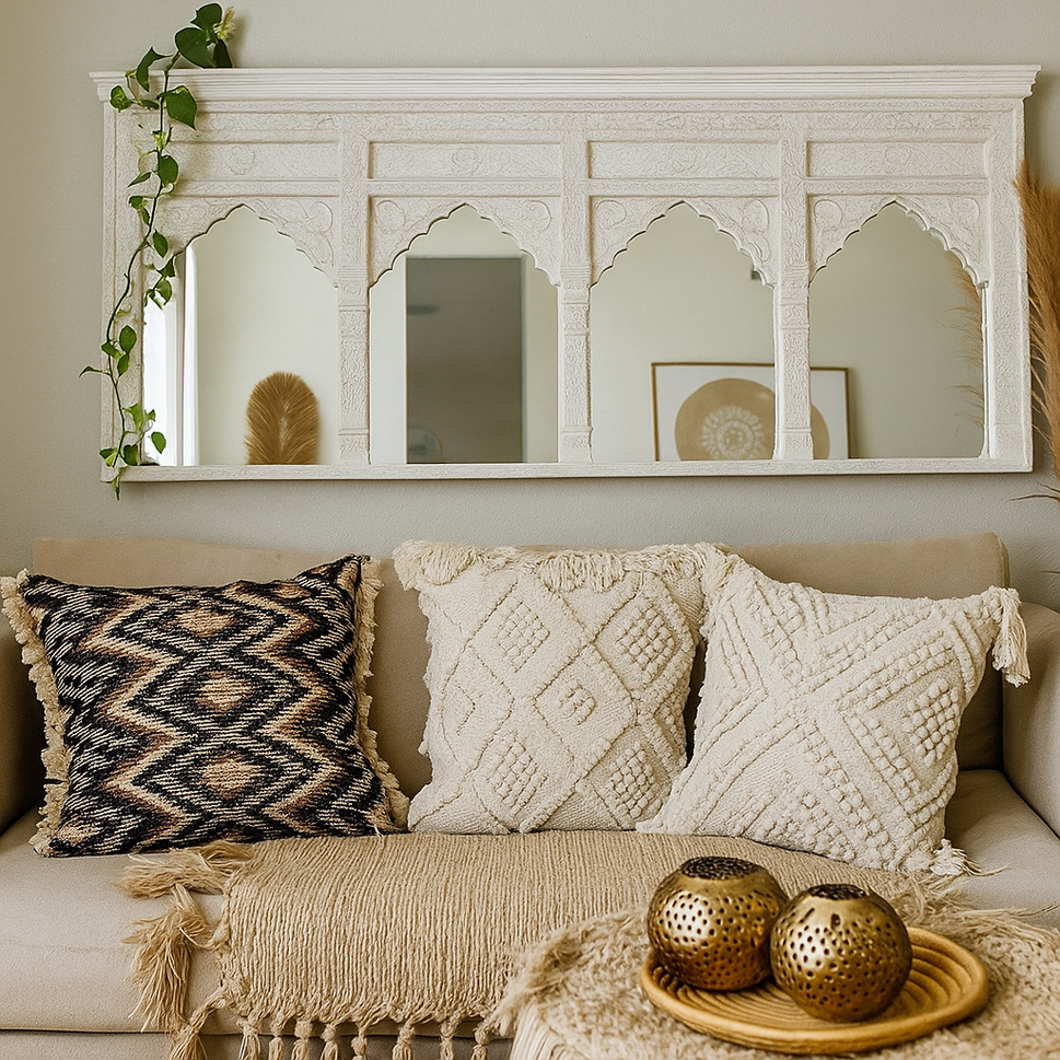 Meera Hand Carved Wooden Mirror