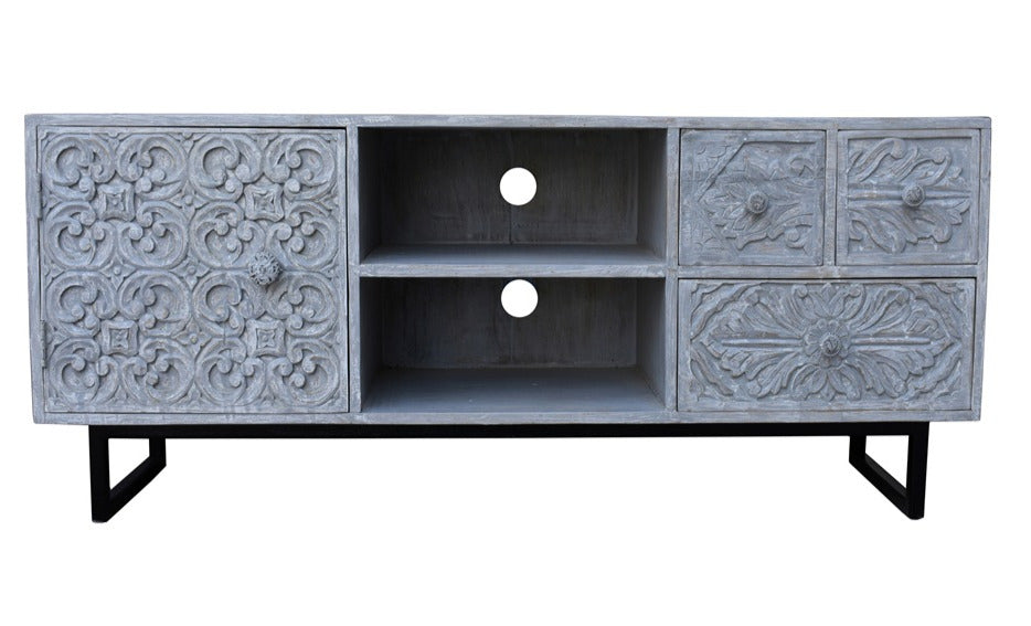 Cora Hand Carved Wooden TV Cabinet