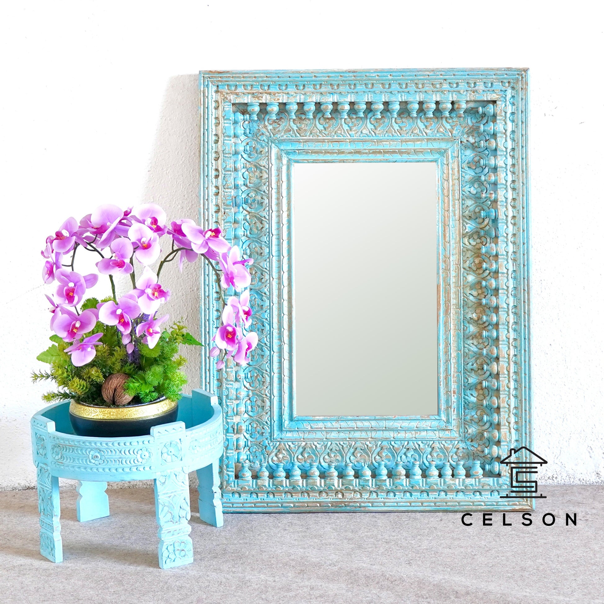 Amritage Spindle Carved Wooden Mirror