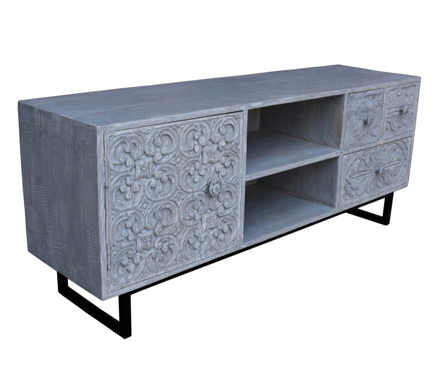 Cora Hand Carved Wooden TV Cabinet