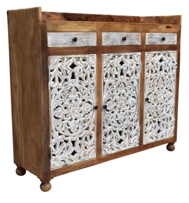 Lucia Carved Wooden Shoe Cabinet