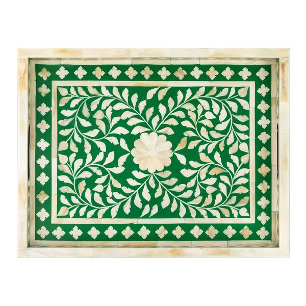 Irvette Bone Inlay Tray with Floral Pattern