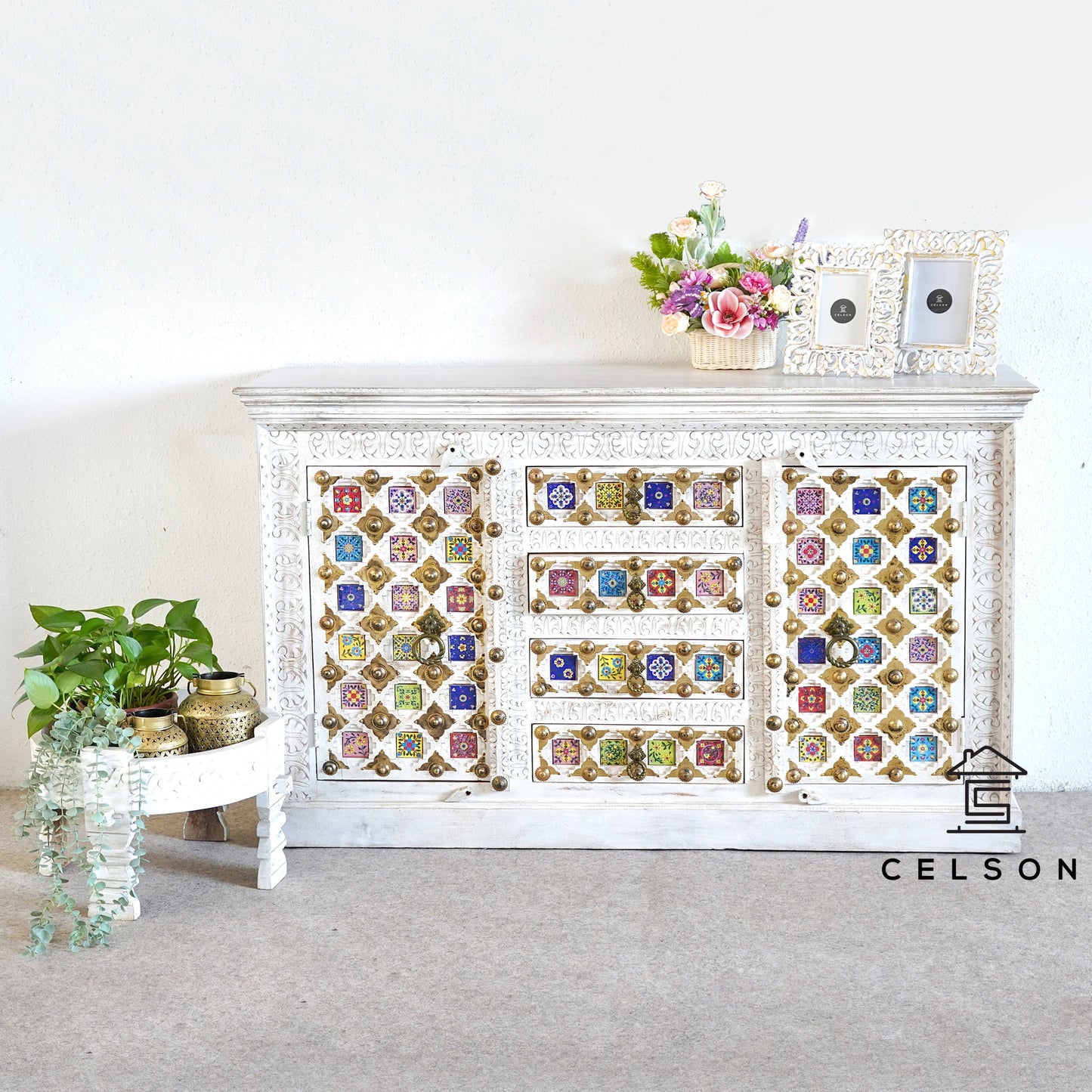 Eliana Carved Tile SideBoard
