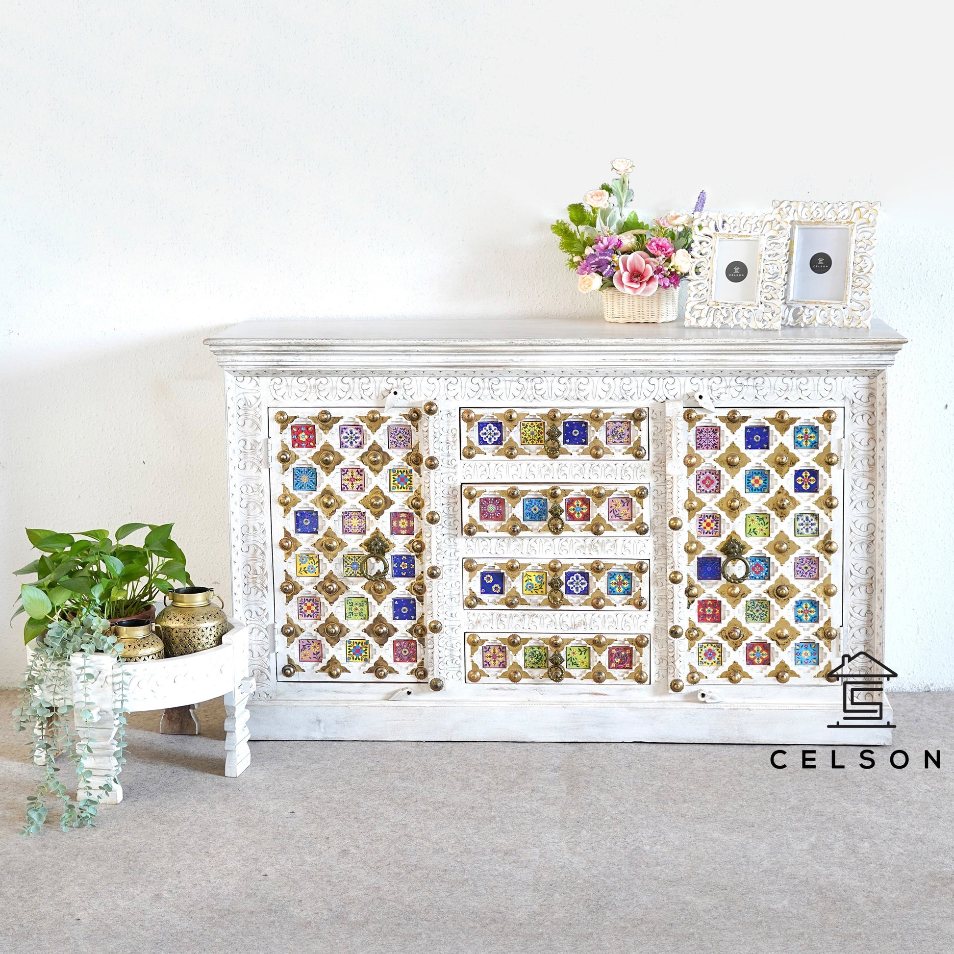 Eliana Carved Tile SideBoard