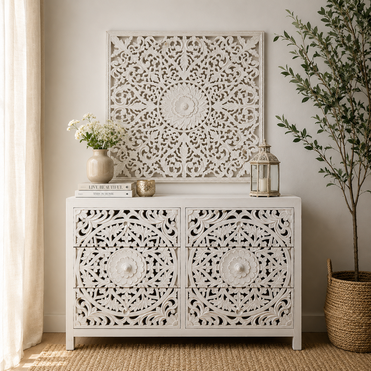 Elyana Carved Wooden Dresser