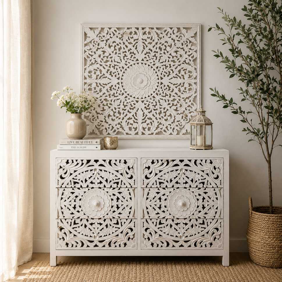 Elyana Carved Wooden Dresser