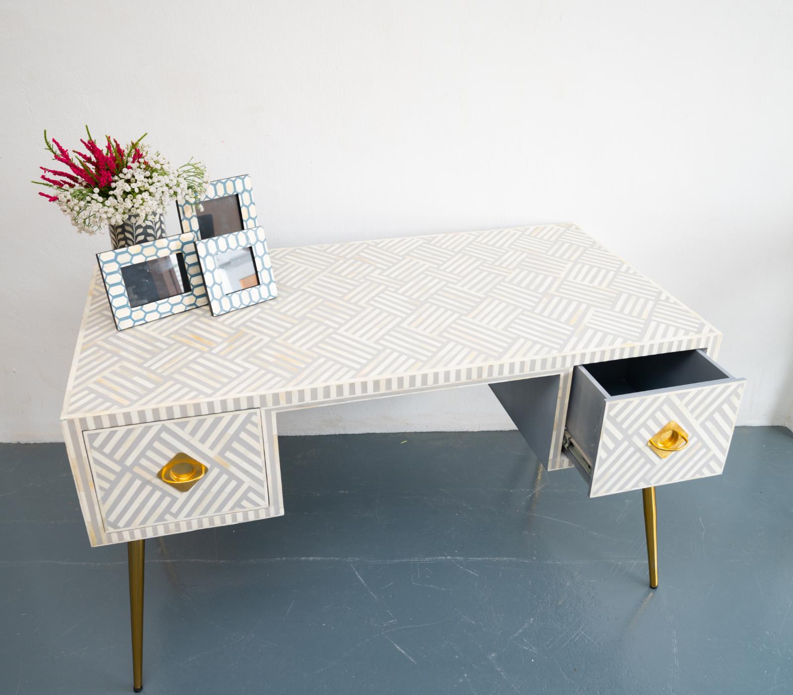 Elli Bone Inlay Study Table & Chair