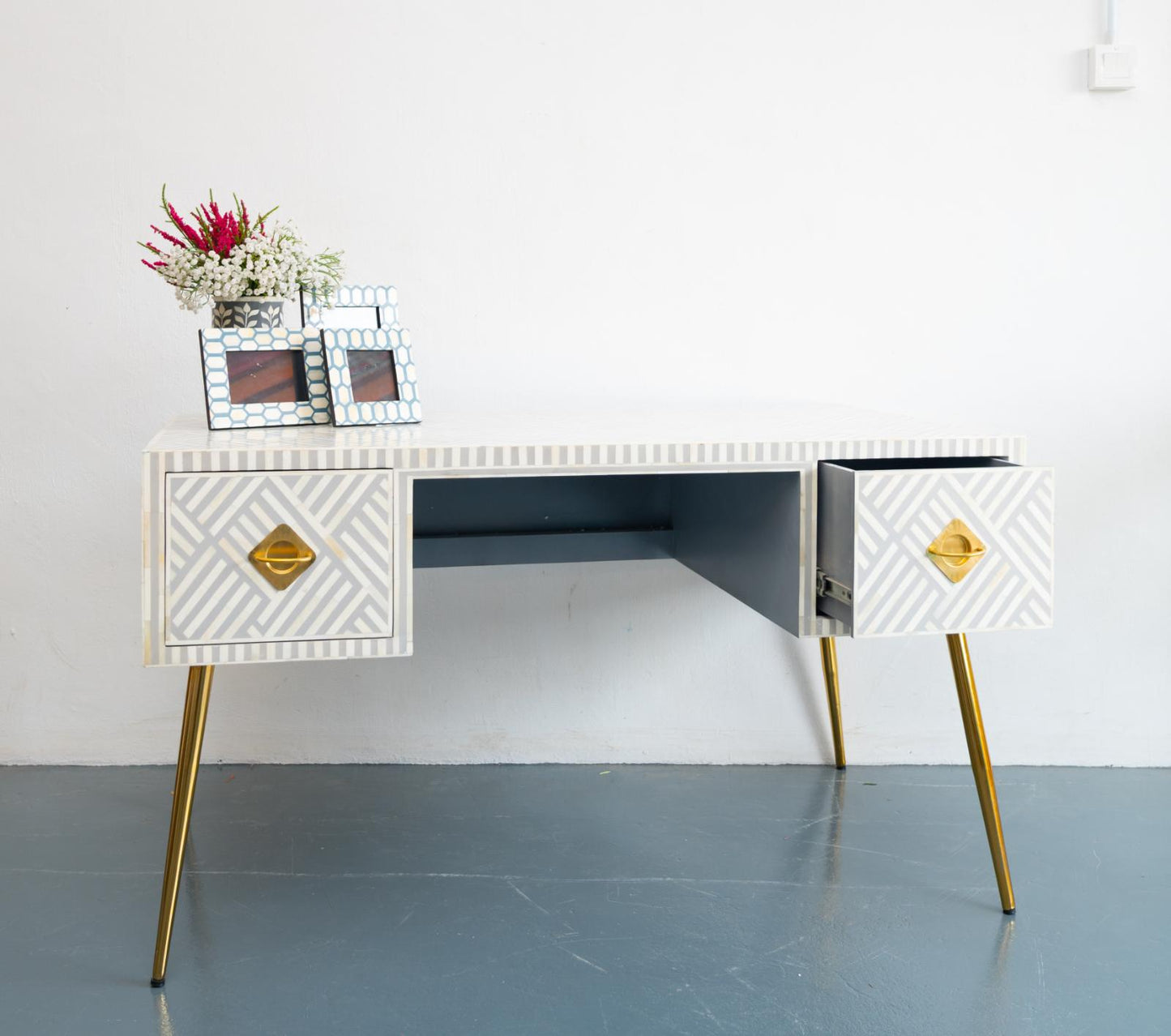 Elli Bone Inlay Study Table & Chair