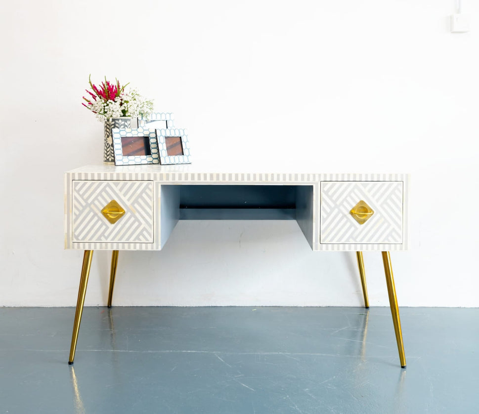 Elli Bone Inlay Study Table & Chair
