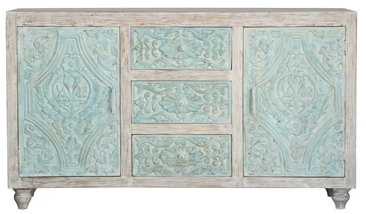 Emma Hand Carved Wooden Side Board