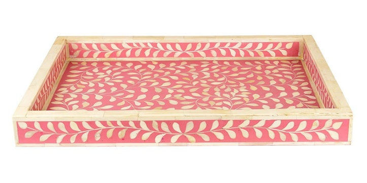 Yashi Bone Inlay Tray with Floral Pattern