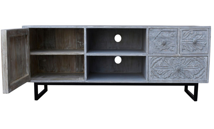 Cora Hand Carved Wooden TV Cabinet