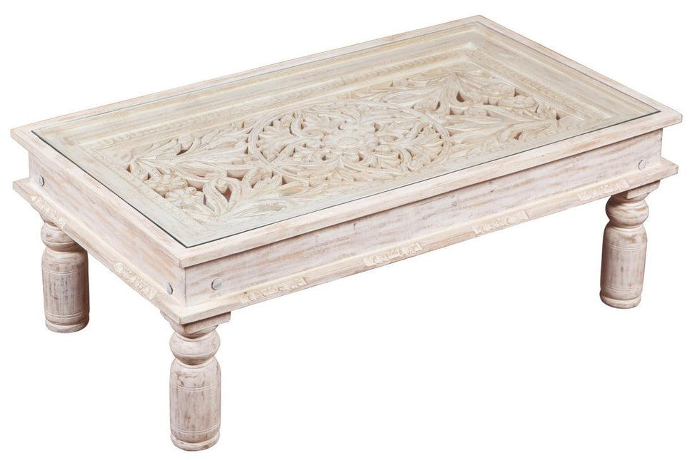 Lily Wooden Carved Coffee Table