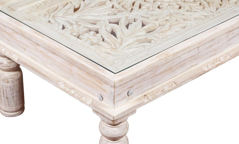 Lily Wooden Carved Coffee Table