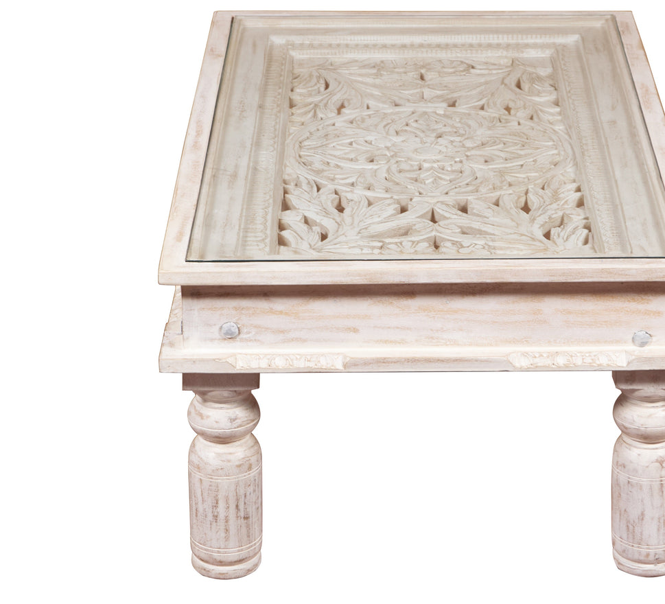 Lily Wooden Carved Coffee Table