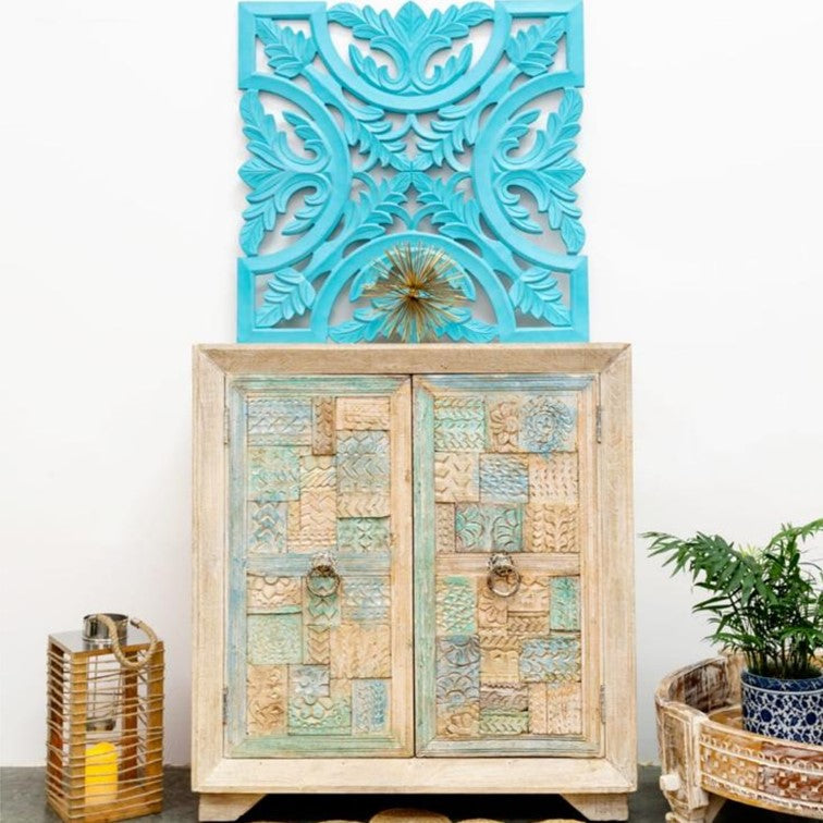 Pitts Hand Carved Wooden Shoe Cabinet