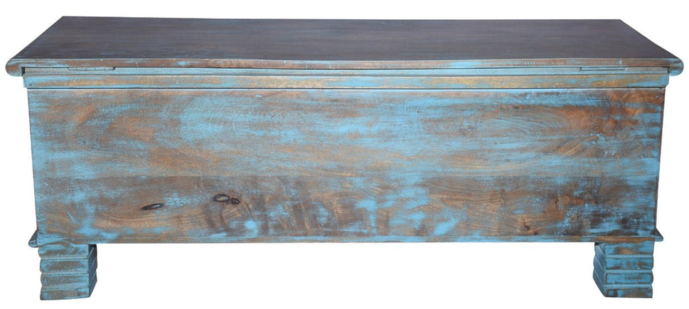 Ample Carved Wooden Storage Trunk