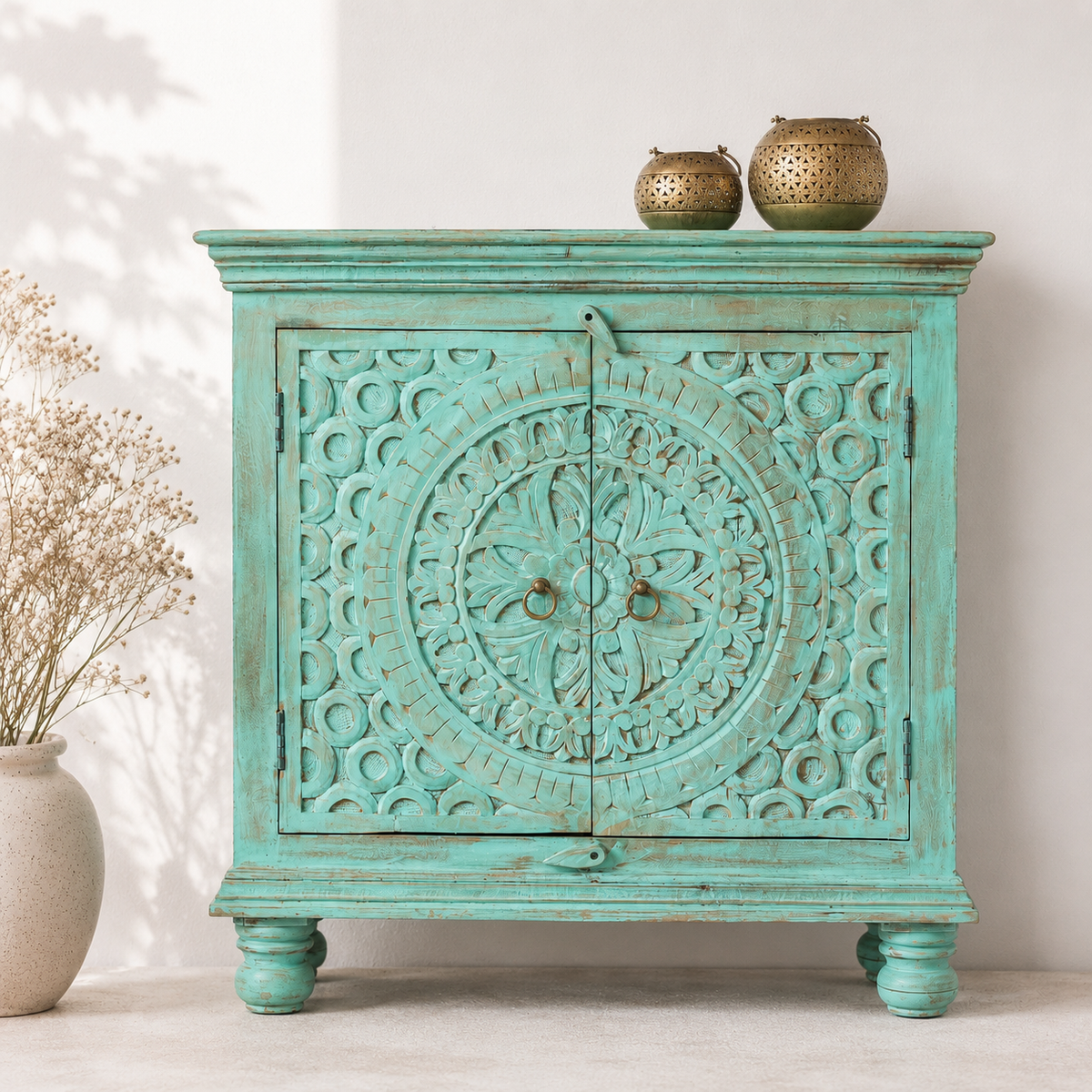 Jiya Carved Wooden Cabinet