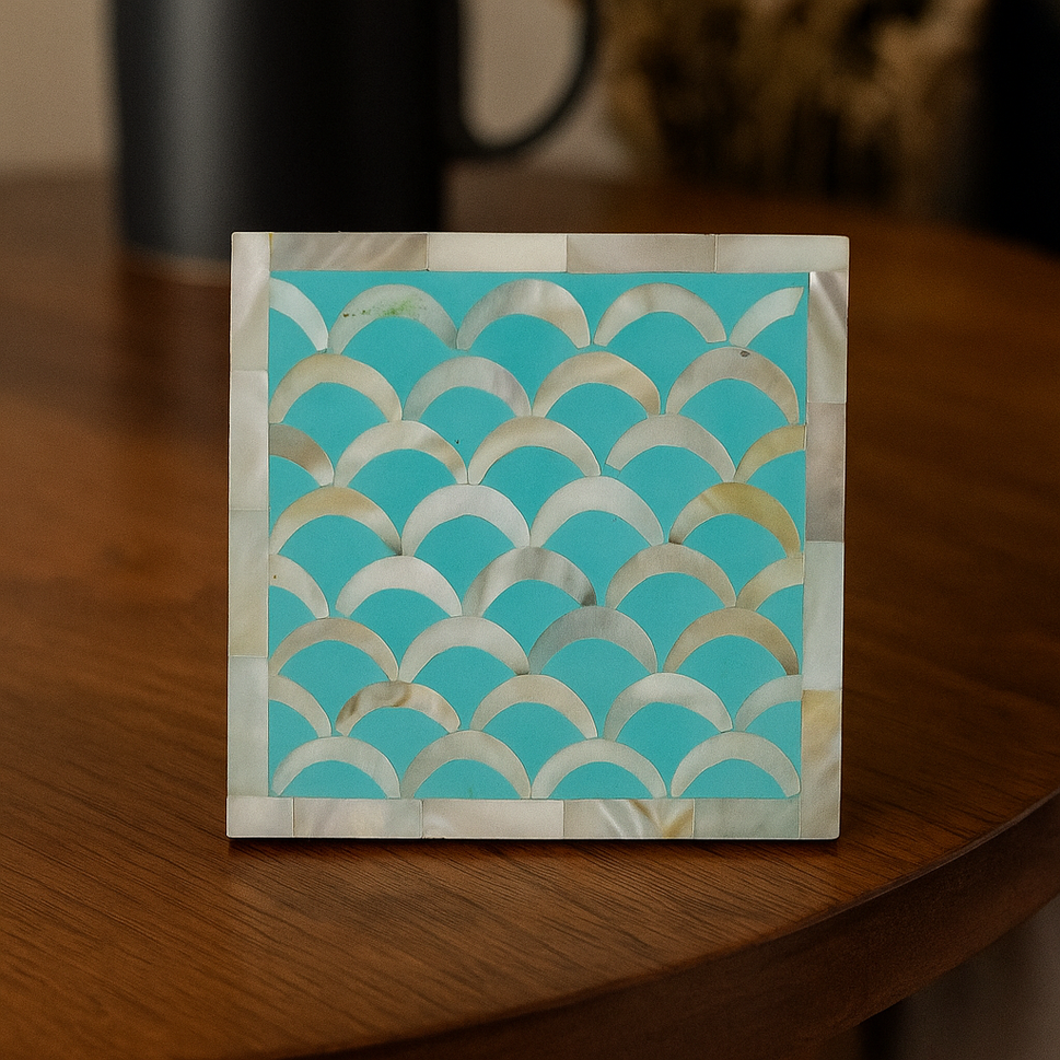 Nolan Mother of Pearl Inlay Multi Colors Coaster