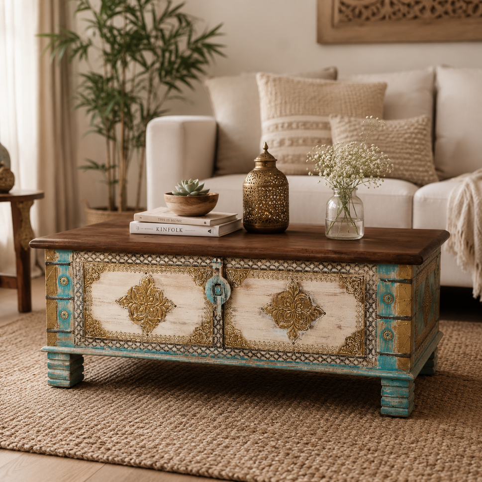 Oreo Vintage Style Brass Fitted Wooden Trunk