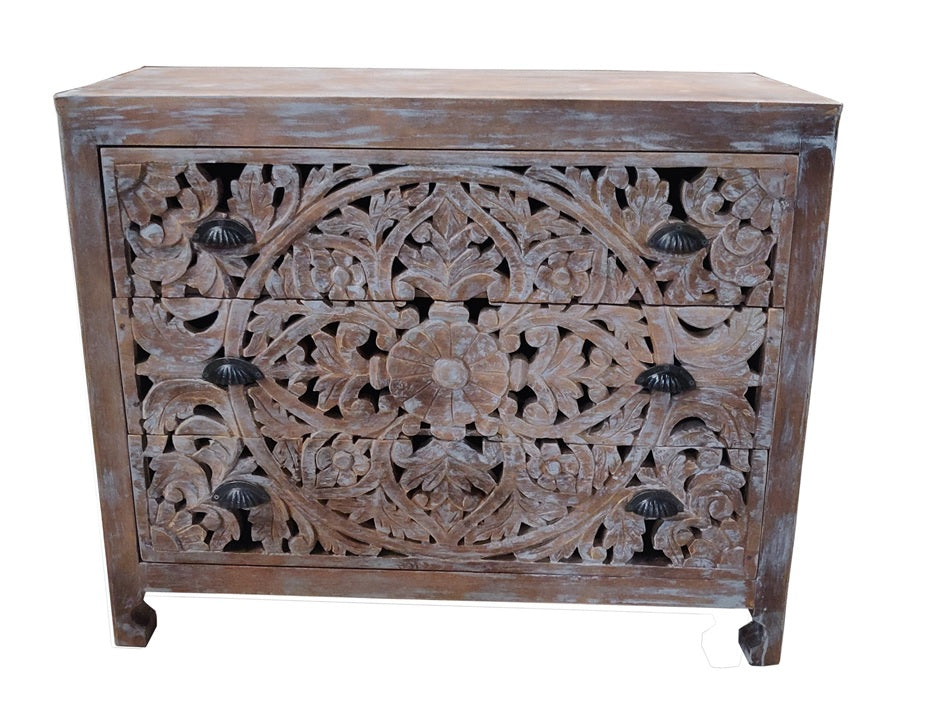 Herran Carved Wooden Chest of Drawer