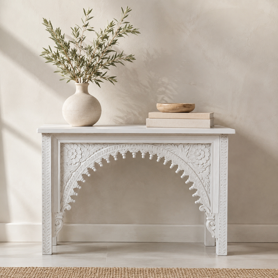 David Hand Carved Console Table
