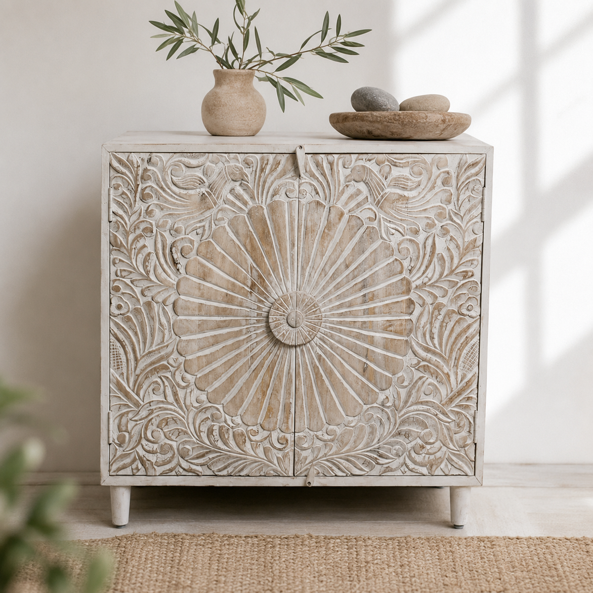 Helberg Wooden Carved Cabinet