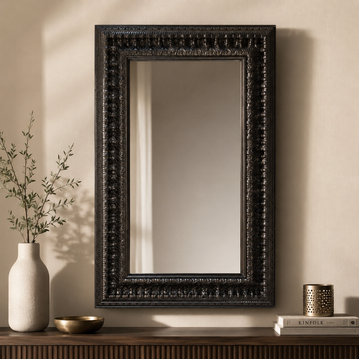 Jace Hand Carved Wooden Mirror