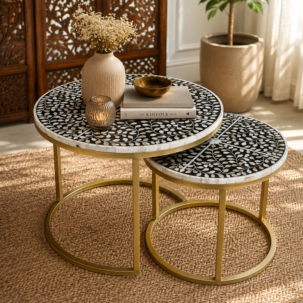 Liam Mother of Pearl Inlay Nesting Coffee Table
