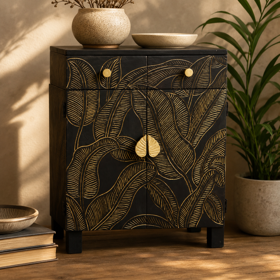 Ayla Carved Wooden Cabinet