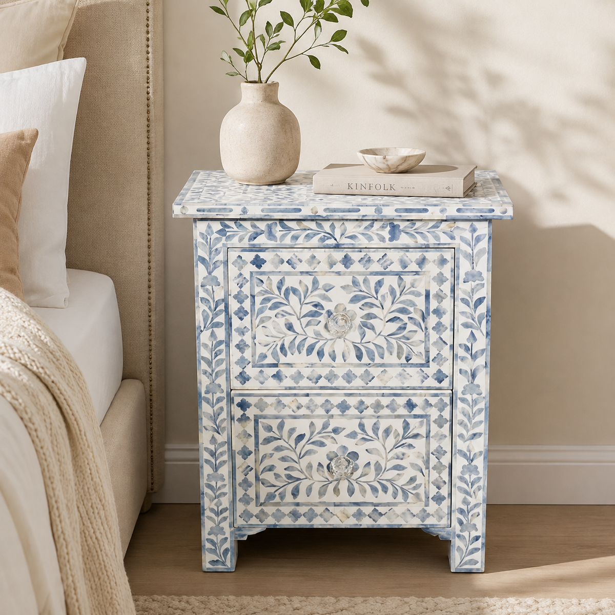 Dove Bone Inlay Bedside