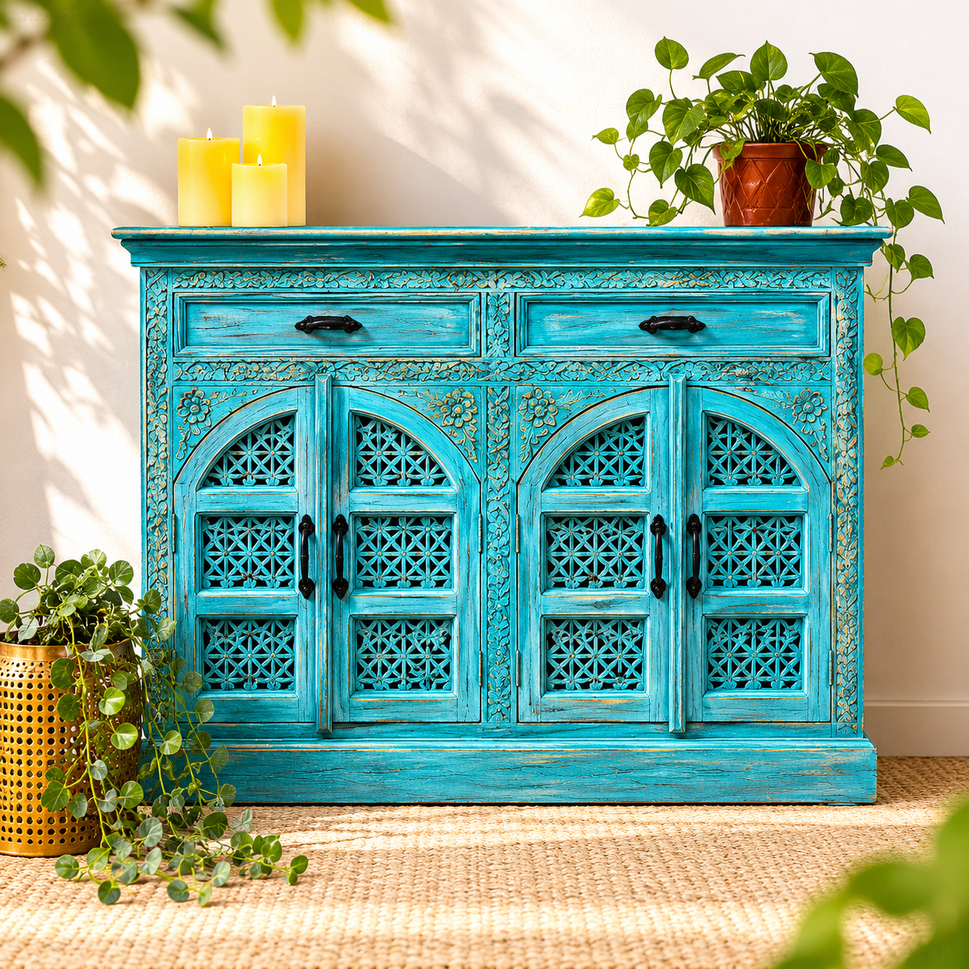 Chris Carved Wooden Cabinet